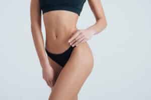 Cropped shot of a woman's thighs after thigh lift recovery in Dallas